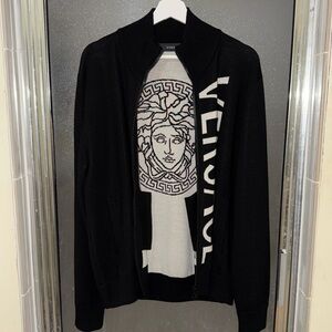 Versace Black and White Medusa Crewneck Sweater